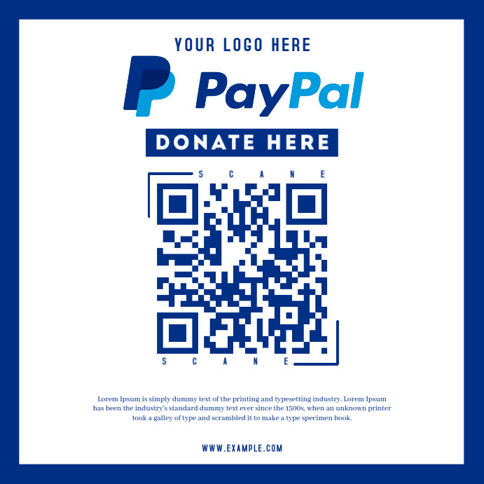 White  Paypal Donate Here | Paypal Accept Here Instagram Post template